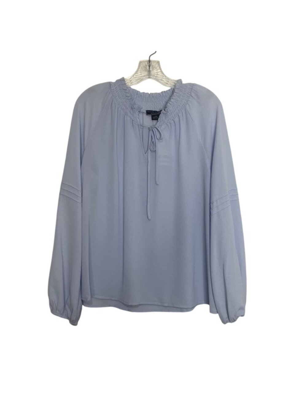 Social Standard By Sanctuary Tallie Peasant Top Large Blue New Smocked Neck Tie‎ - Picture 2 of 10